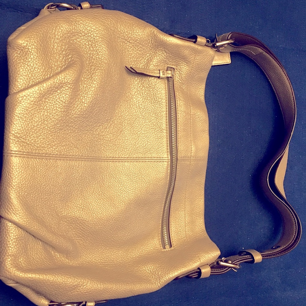 Coach gray purse with lavender lining.  11x13.  Great condition